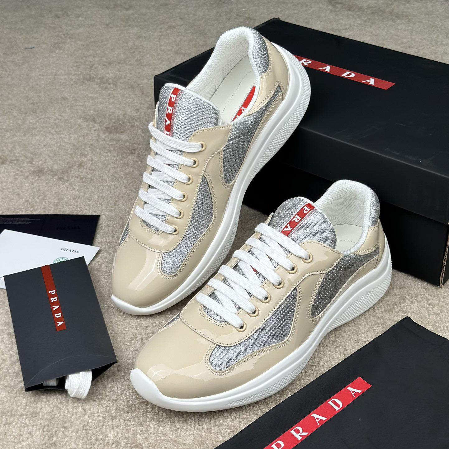 Prada America's Cup Patent Leather And Bike Fabric Sneakers - EUR FASHION