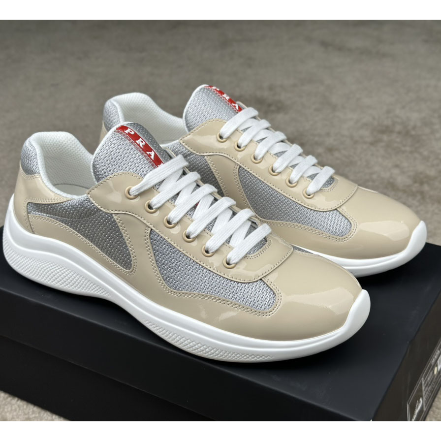 Prada America's Cup Patent Leather And Bike Fabric Sneakers - EUR FASHION