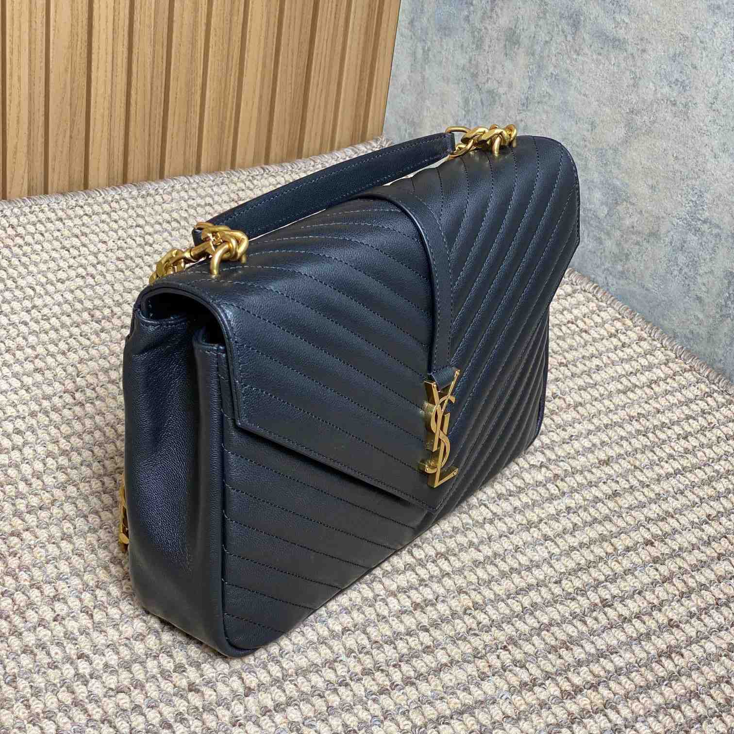 Saint Laurent Black Matelassé Sheepskin Large College Bag  32cm - EUR FASHION