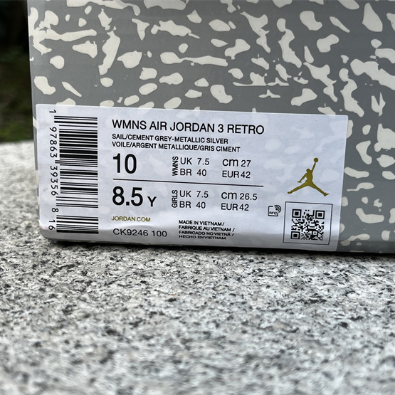 Air Jordan 3 “Sail/Metallic Silver” Sneakers   CK9246-100 - EUR FASHION