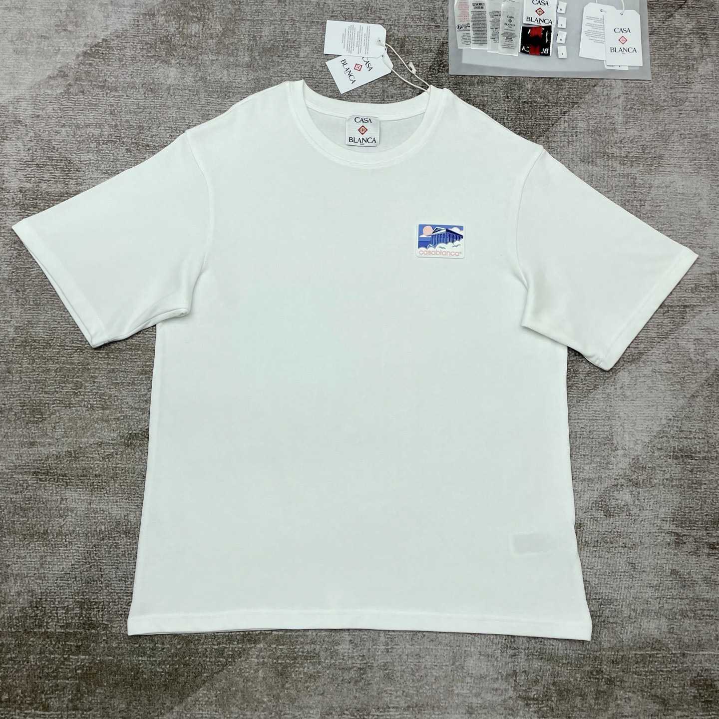Casablanca White Greek Temple Applique Jersey T-Shirt   C978 - EUR FASHION