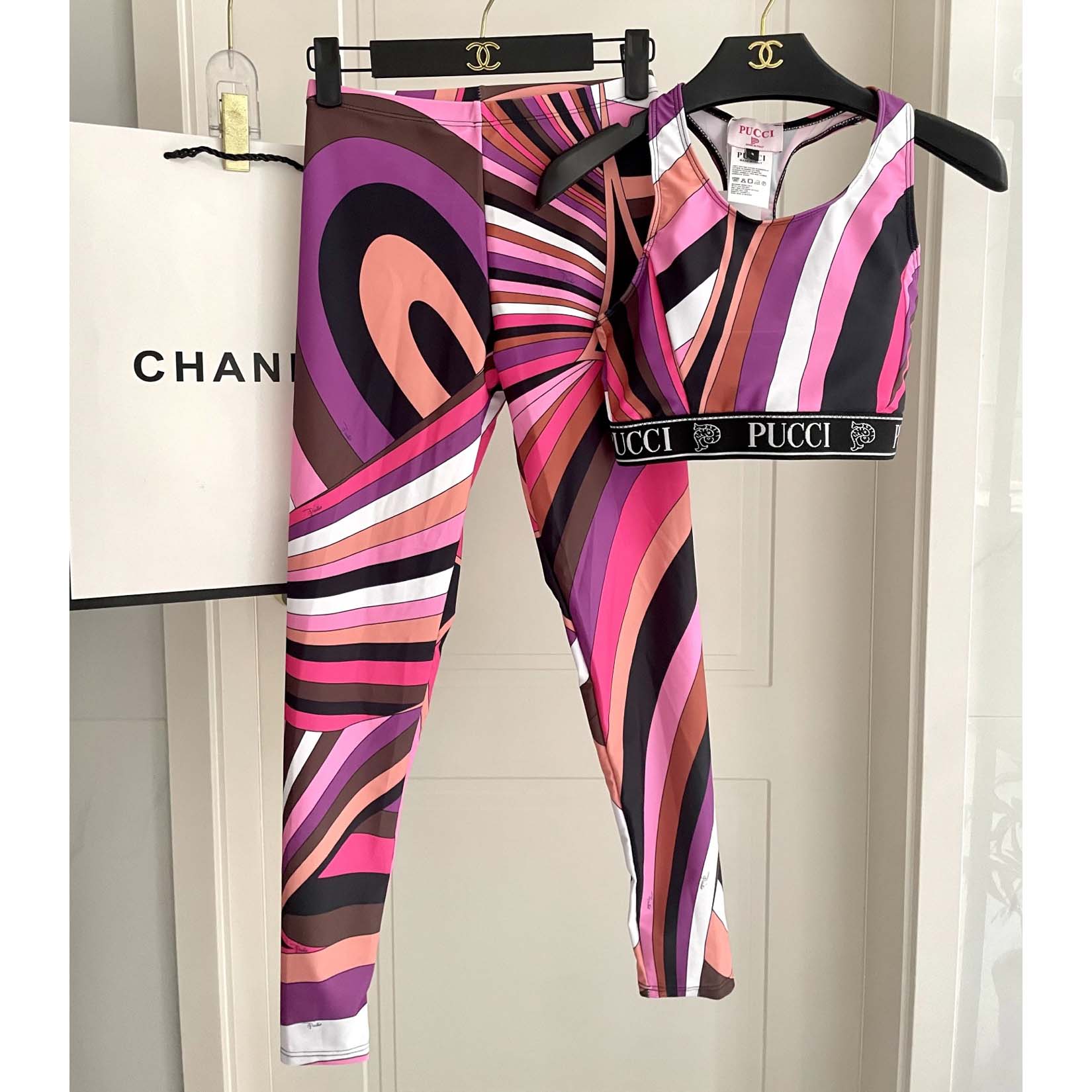 Pucci Iride-Print Crop Top And Leggings  - EUR FASHION