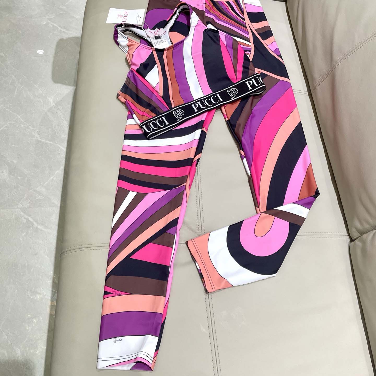 Pucci Iride-Print Crop Top And Leggings  - EUR FASHION