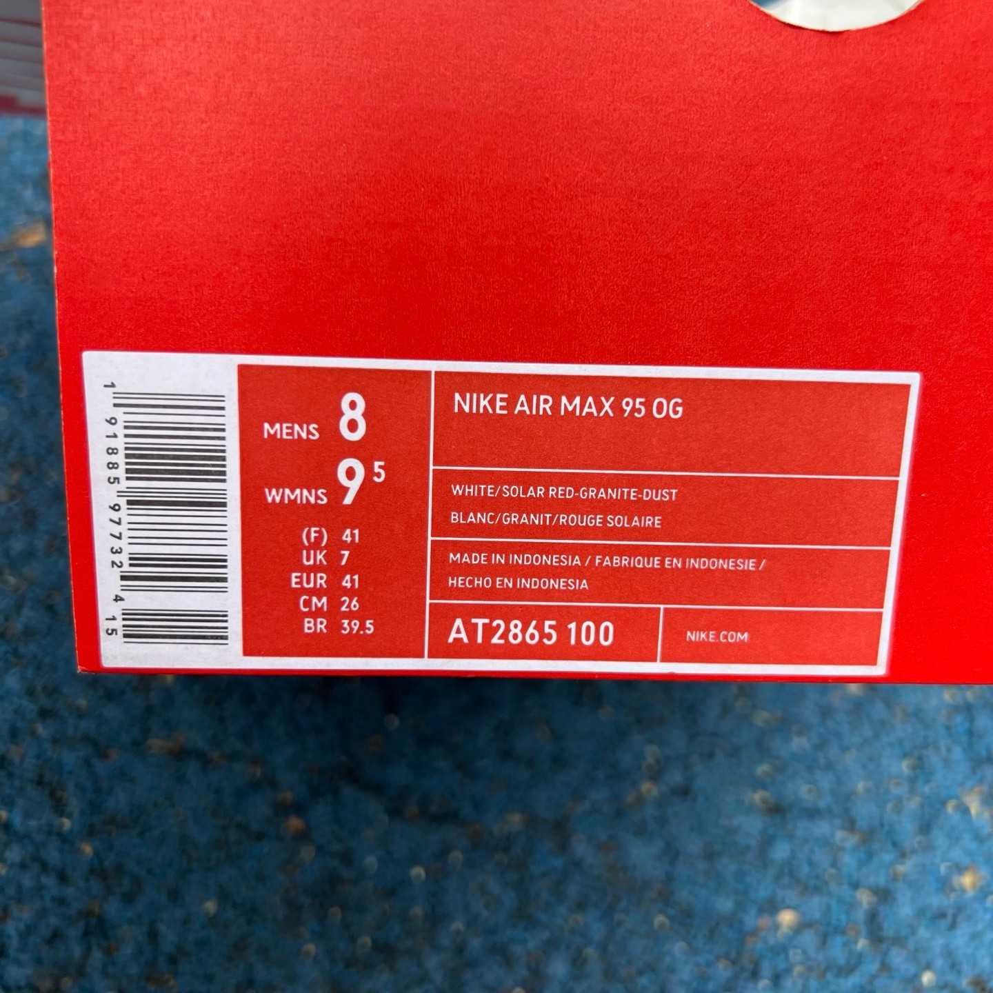 Nike Air Max 95 'White & Solar Red & Granite'   AT28 - EUR FASHION