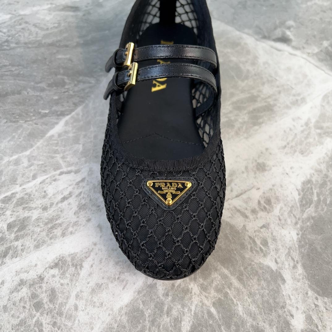 Prada Black Mesh Fabric Ballerinas - EUR FASHION