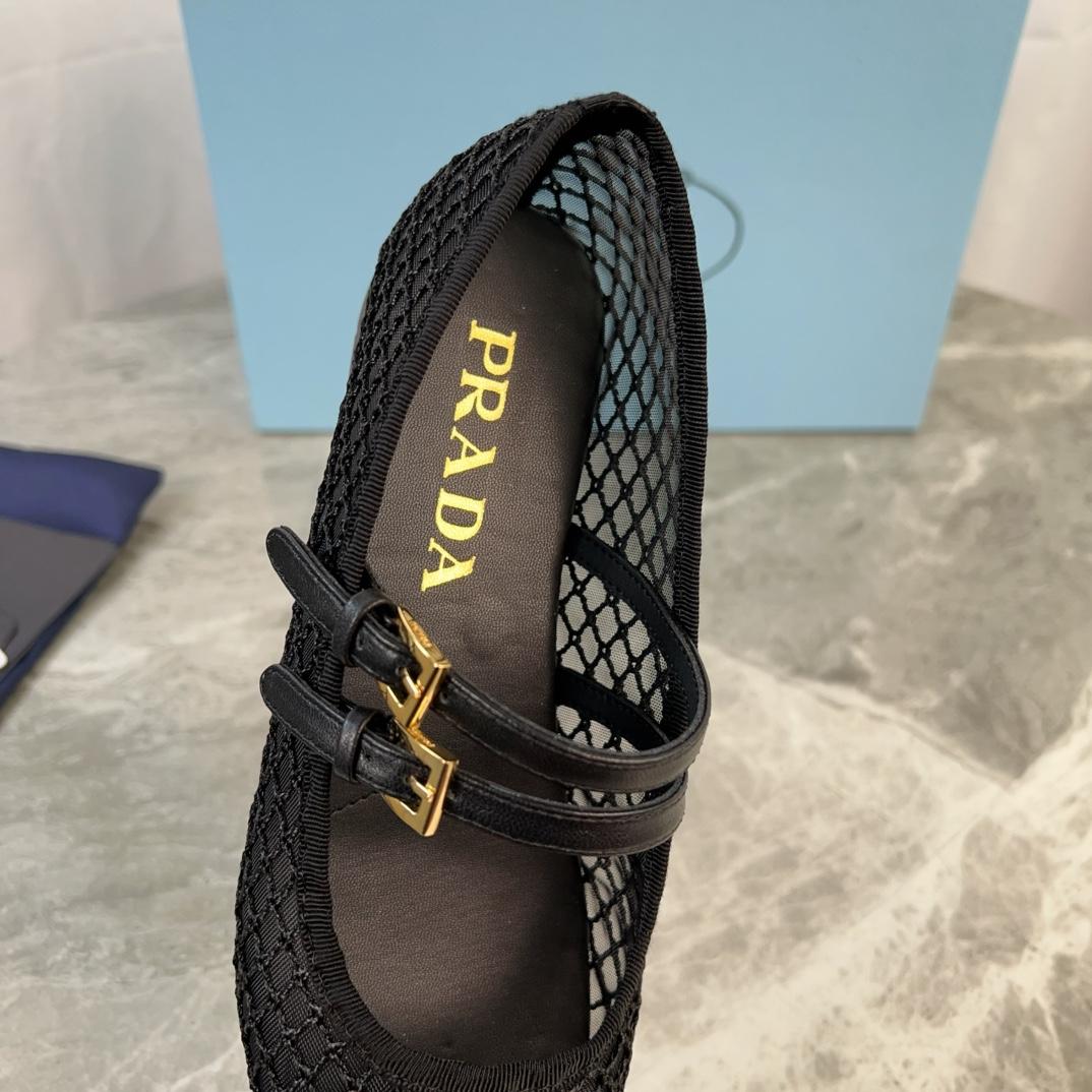Prada Black Mesh Fabric Ballerinas - EUR FASHION
