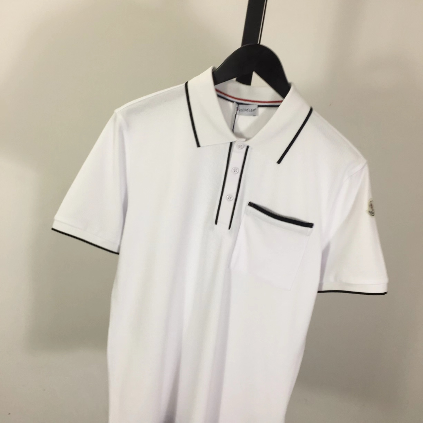 Moncler White Striped Polo - EUR FASHION