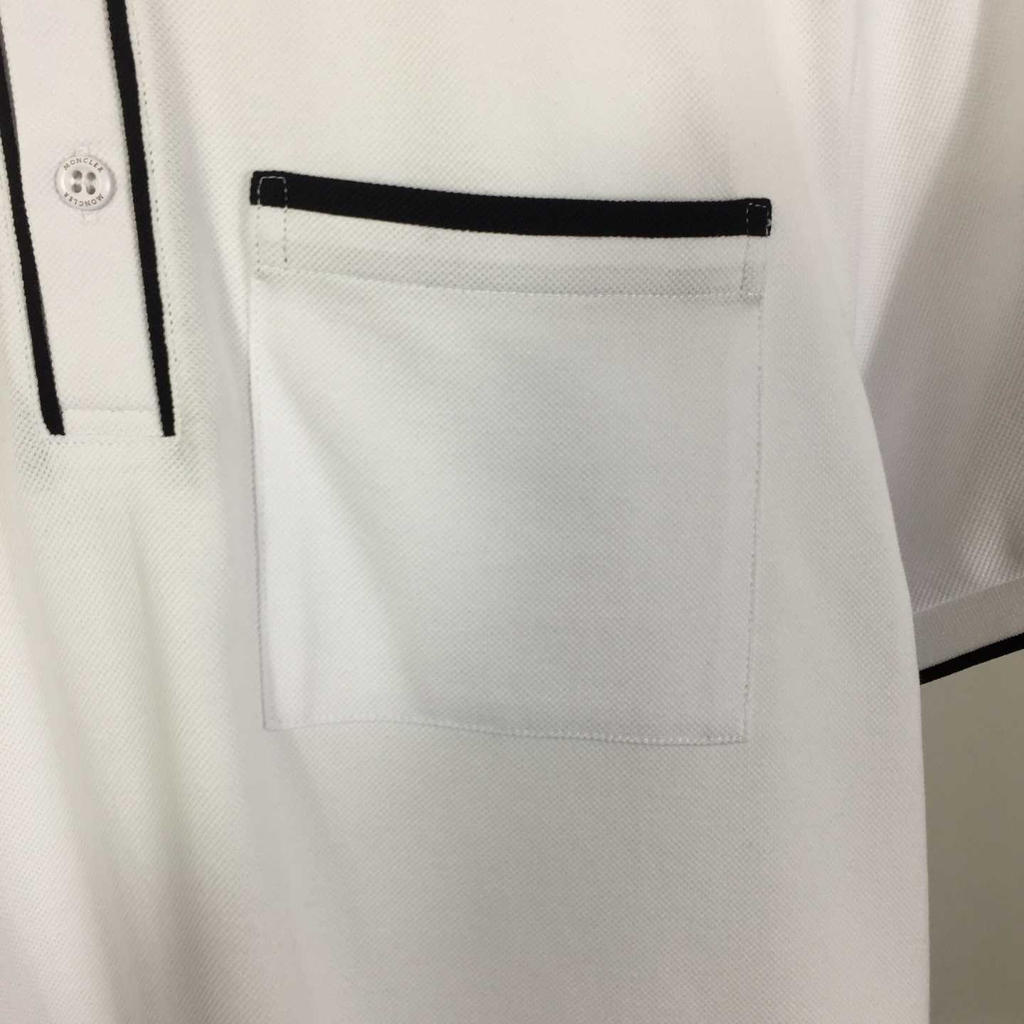 Moncler White Striped Polo - EUR FASHION