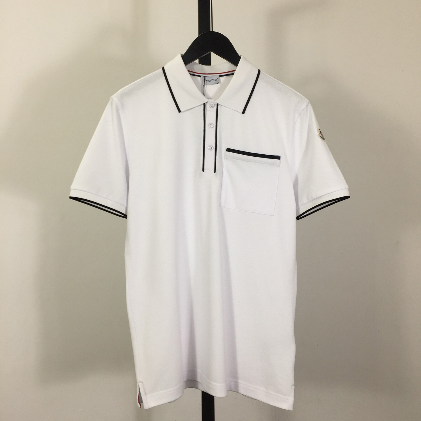 Moncler White Striped Polo - EUR FASHION