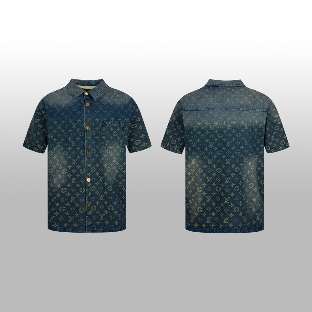 Louis Vuitton Rainbow Monogram Short-Sleeved Denim Shirt - EUR FASHION