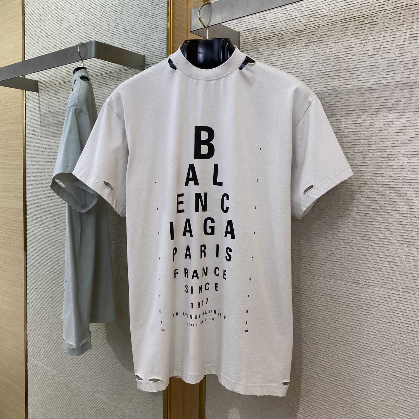 Balenciaga Eye Chart Distressed Oversize Cotton T-shirt - EUR FASHION