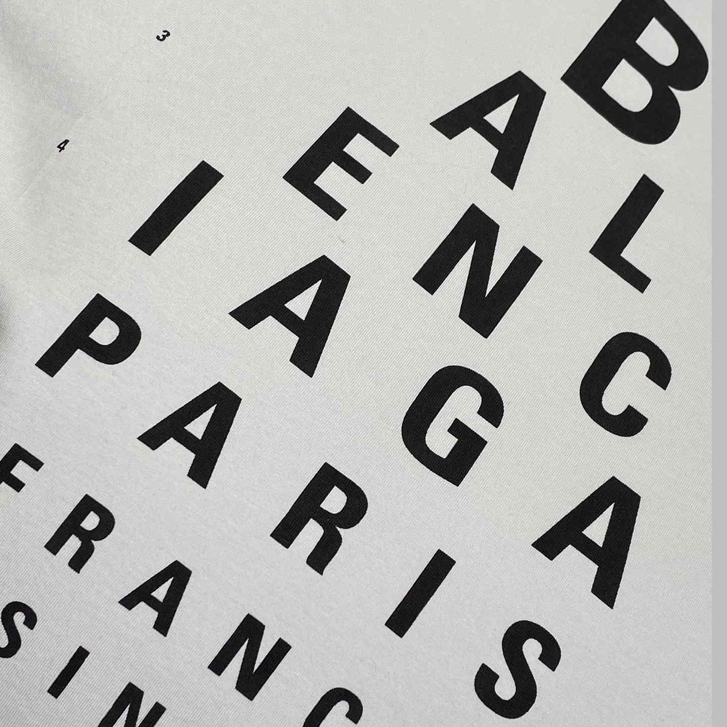 Balenciaga Eye Chart Distressed Oversize Cotton T-shirt - EUR FASHION