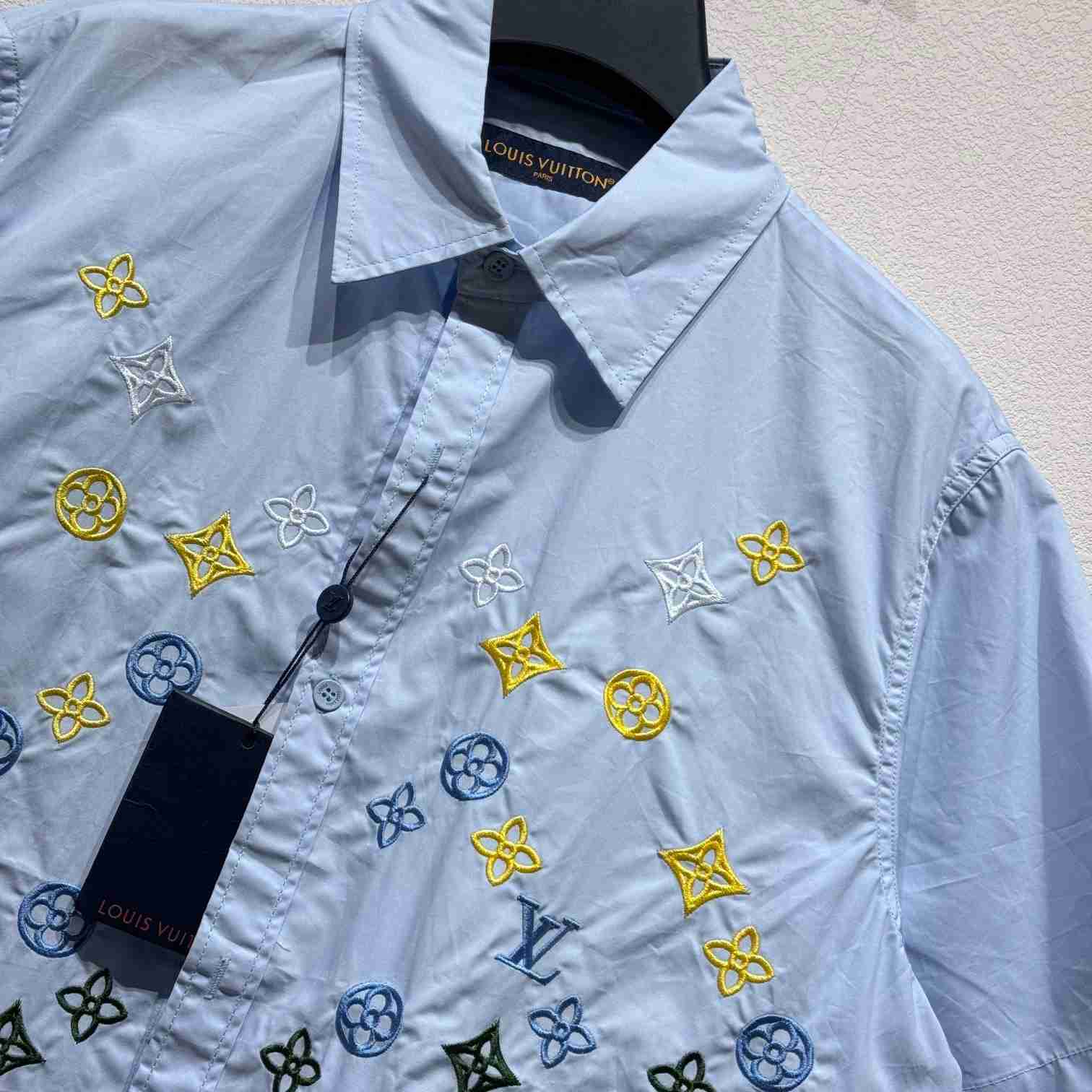 Louis Vuitton Monogram Flowers Embroidered Short-Sleeved Shirt  1AGTPB - EUR FASHION