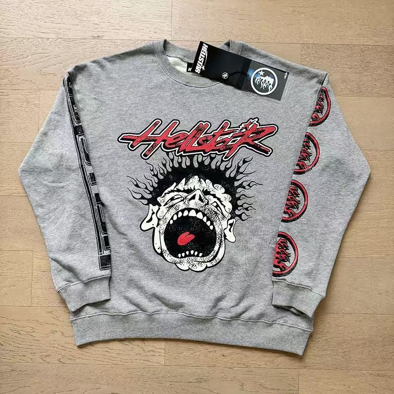 Hellstar Studios Records Crewneck Grey  - EUR FASHION