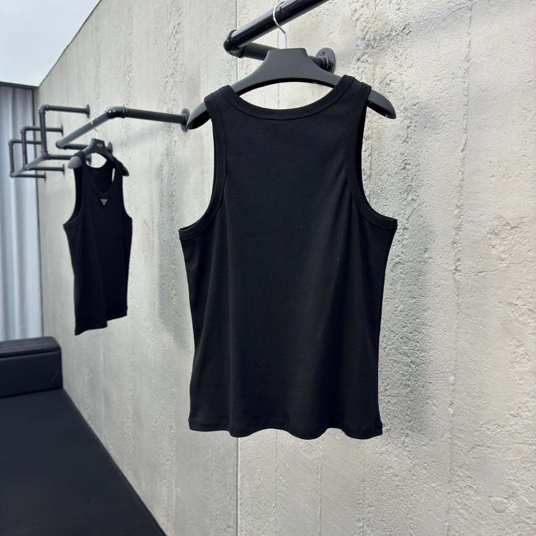 Prada Cotton Tank Top With Enamel Logo - EUR FASHION