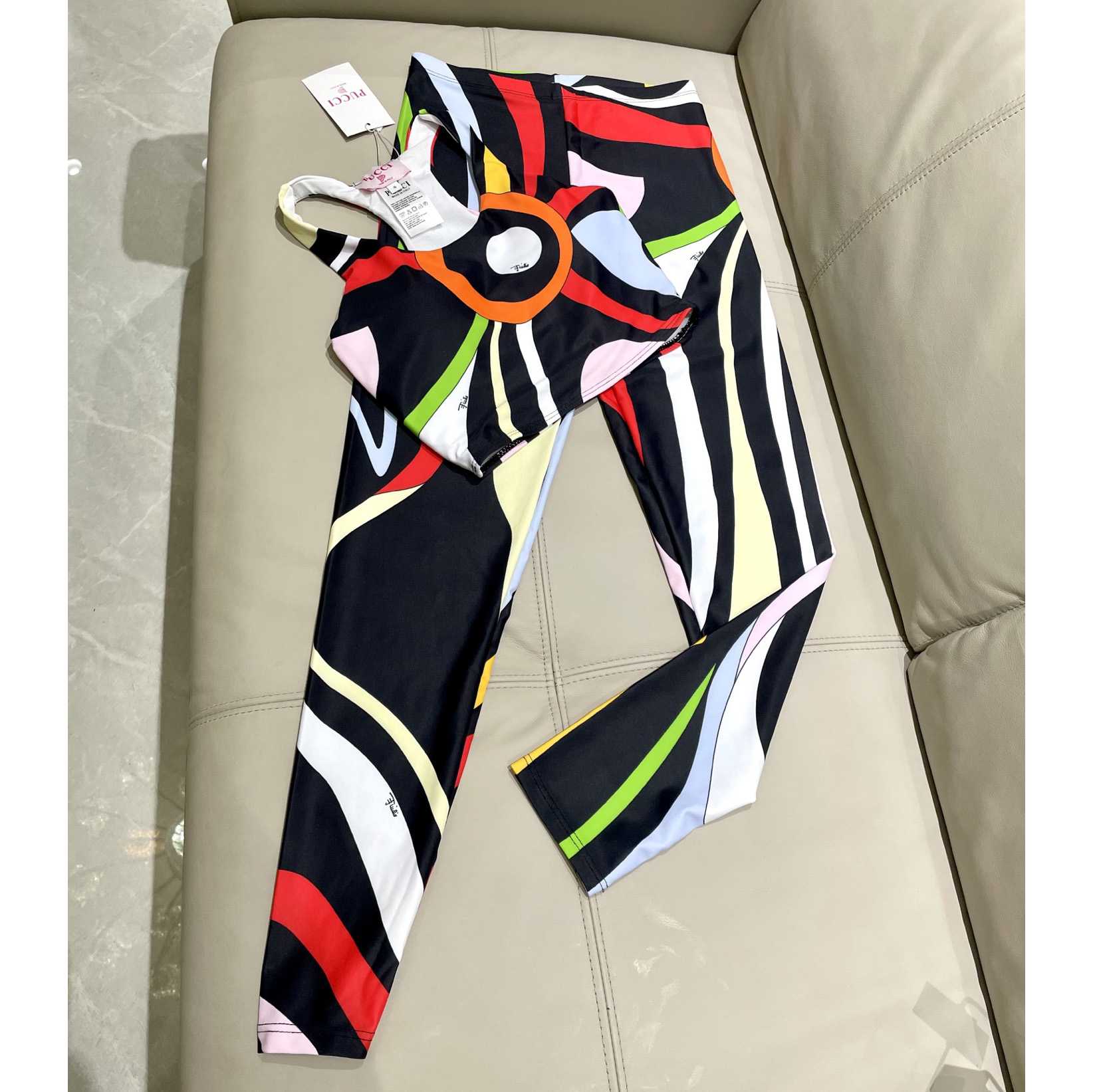 Pucci Iride-Print Crop Top And Leggings - EUR FASHION