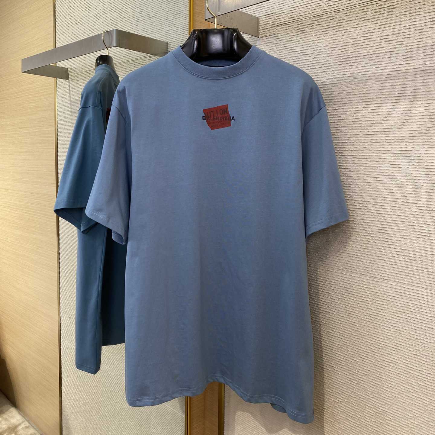 Balenciaga Taped Balenciaga Back T-Shirt Medium Fit In Grey Blue - EUR FASHION