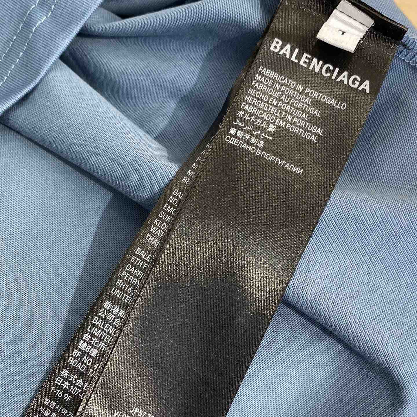 Balenciaga Taped Balenciaga Back T-Shirt Medium Fit In Grey Blue - EUR FASHION