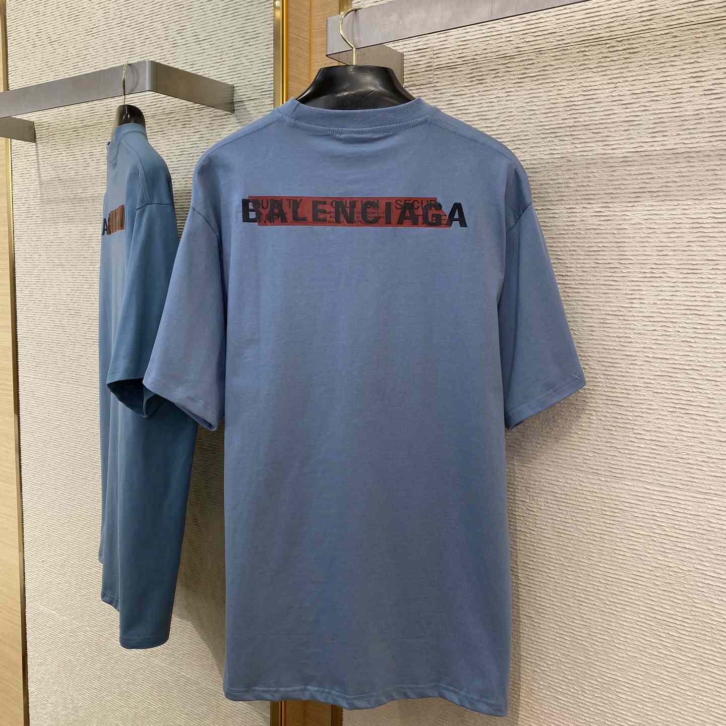 Balenciaga Taped Balenciaga Back T-Shirt Medium Fit In Grey Blue - EUR FASHION