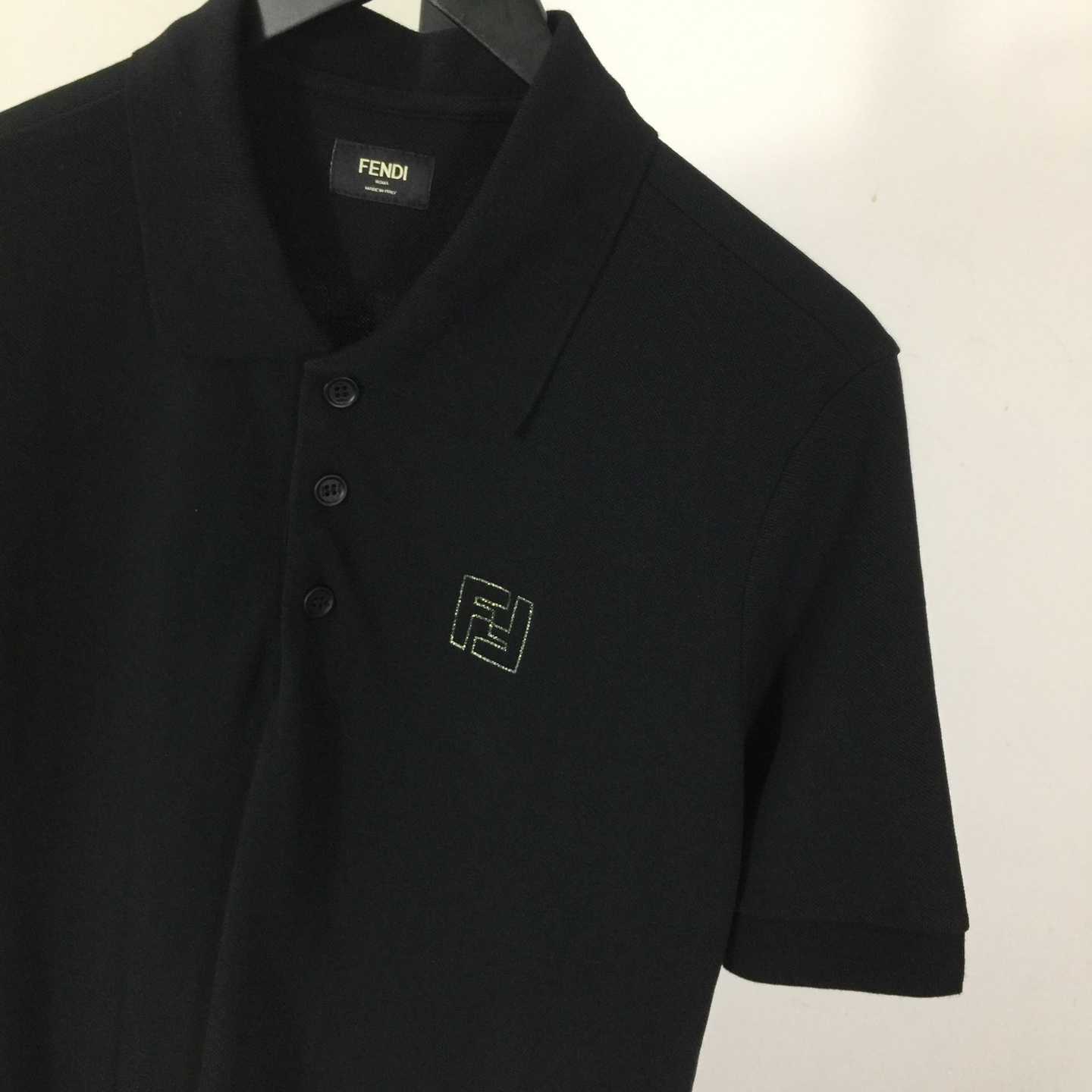 Fendi Black Cotton Polo Shirt - EUR FASHION