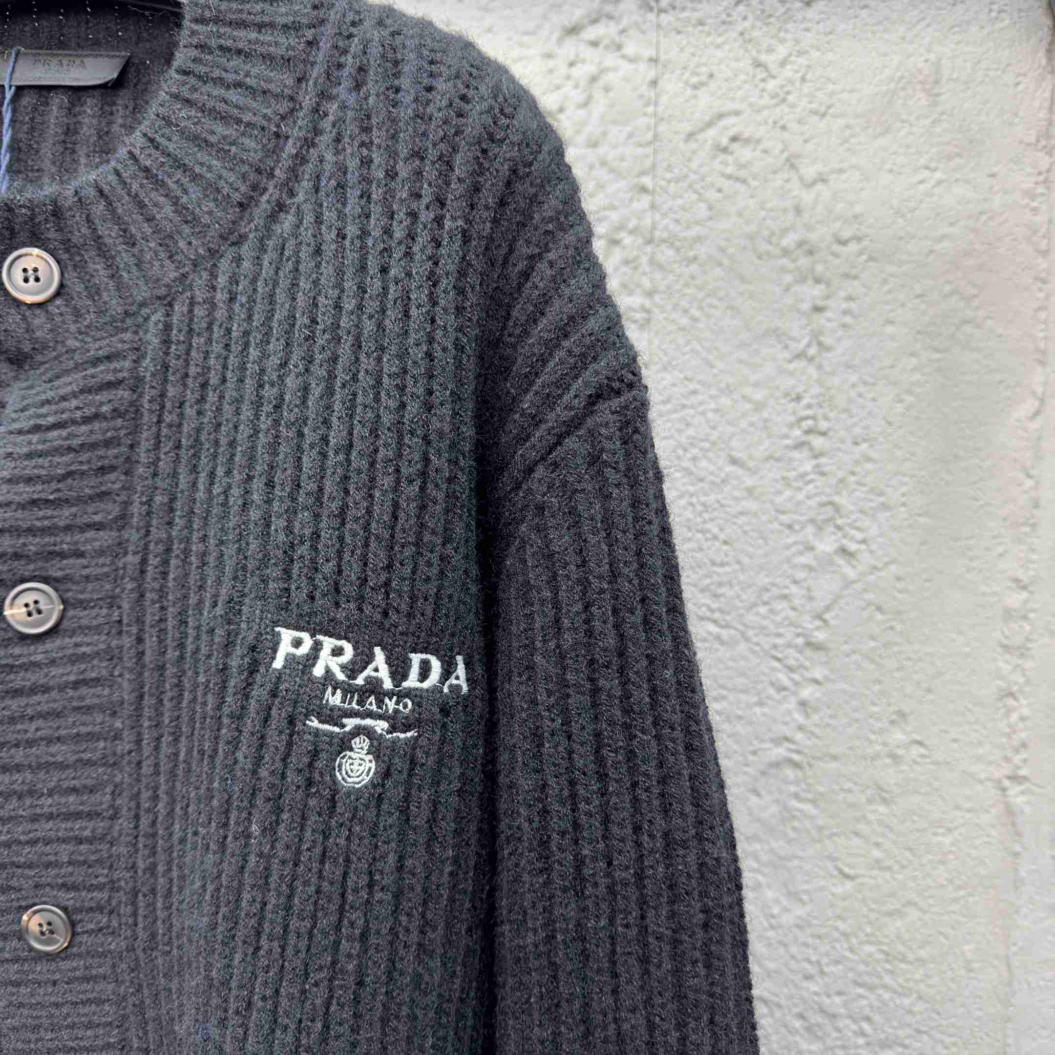 Prada Cashgora Button-Up Ribbed-Knitted Cardigan - EUR FASHION