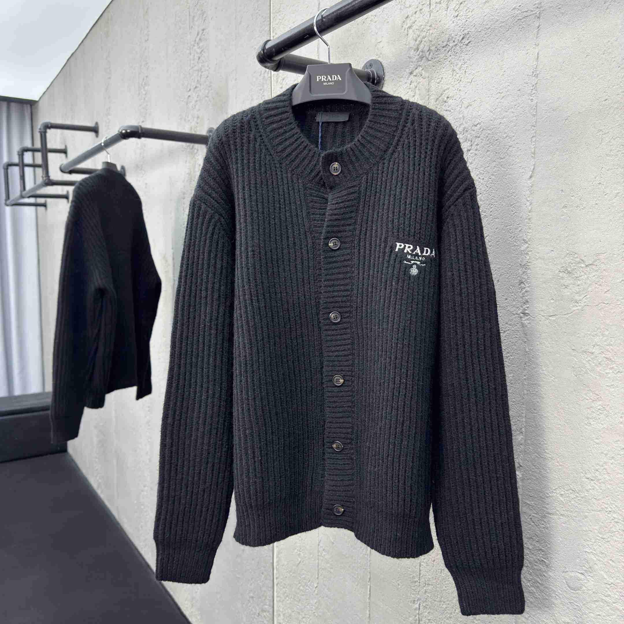 Prada Cashgora Button-Up Ribbed-Knitted Cardigan - EUR FASHION