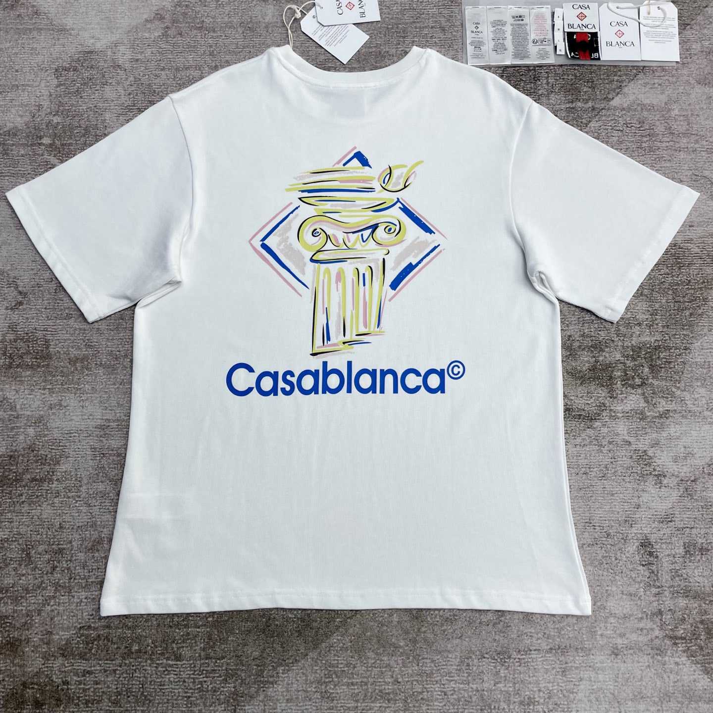 Casablanca White Diamond Column Printed T-Shirt   C952 - EUR FASHION