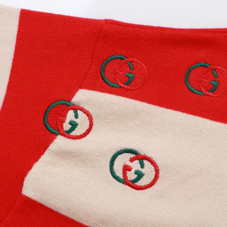 Gucci Logo Embroidered Striped Cotton Half-Placket Sweater - EUR FASHION