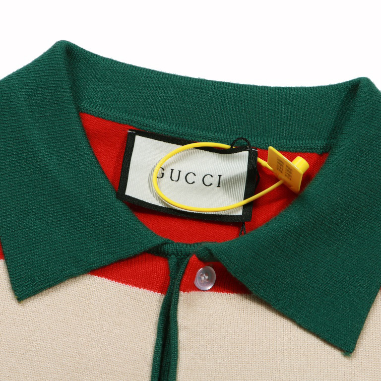 Gucci Logo Embroidered Striped Cotton Half-Placket Sweater - EUR FASHION