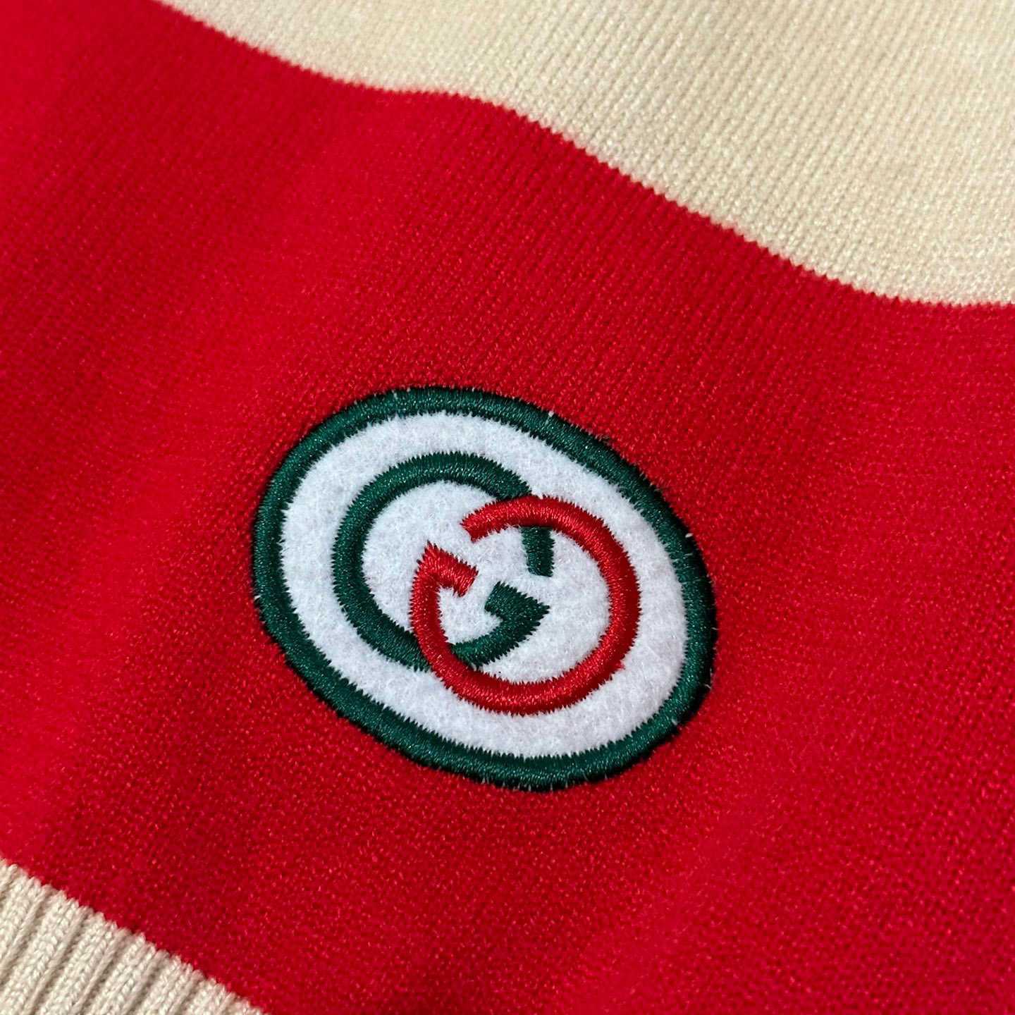 Gucci Logo Embroidered Striped Cotton Half-Placket Sweater - EUR FASHION