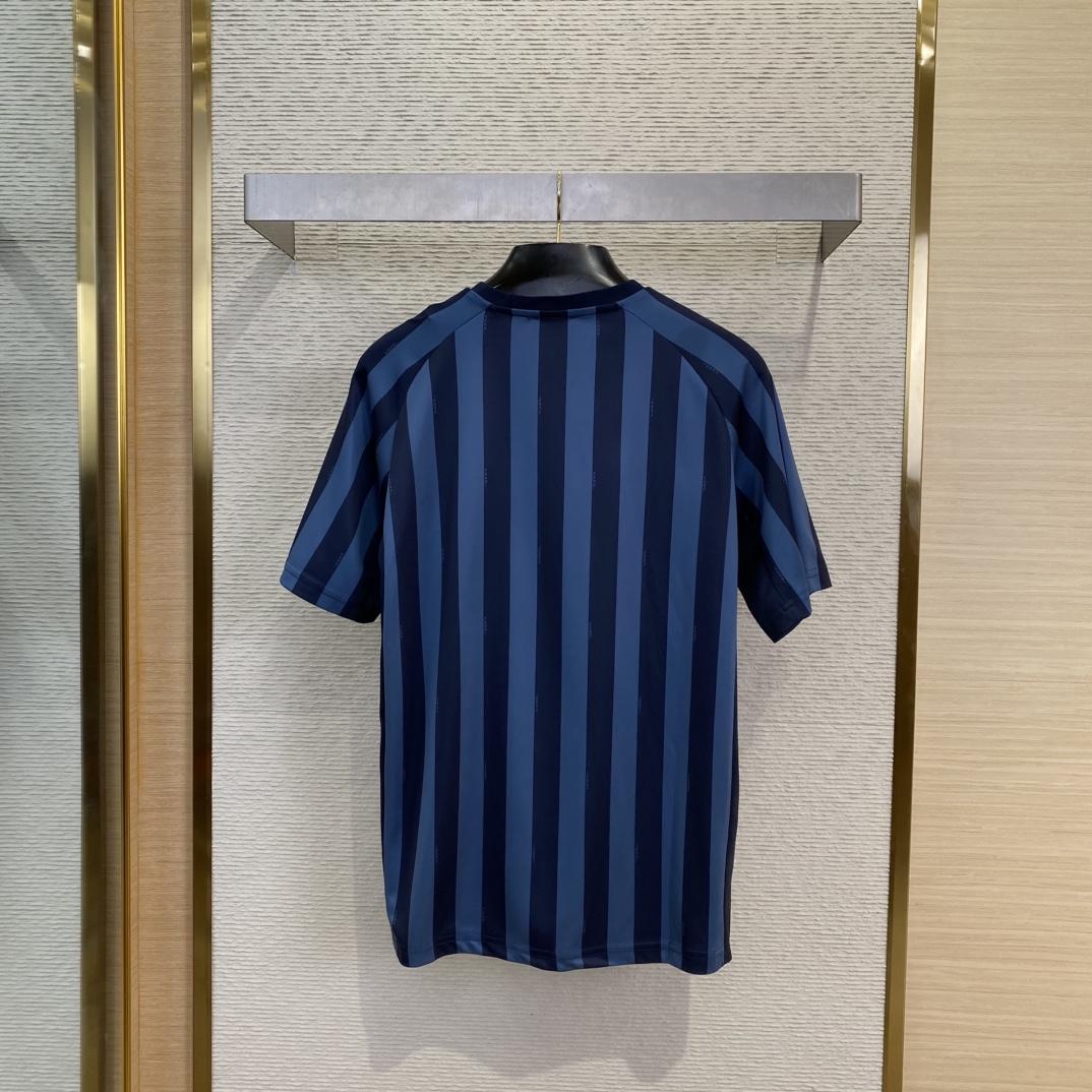 Fendi Blue Pequin Fabric T-shirt - EUR FASHION