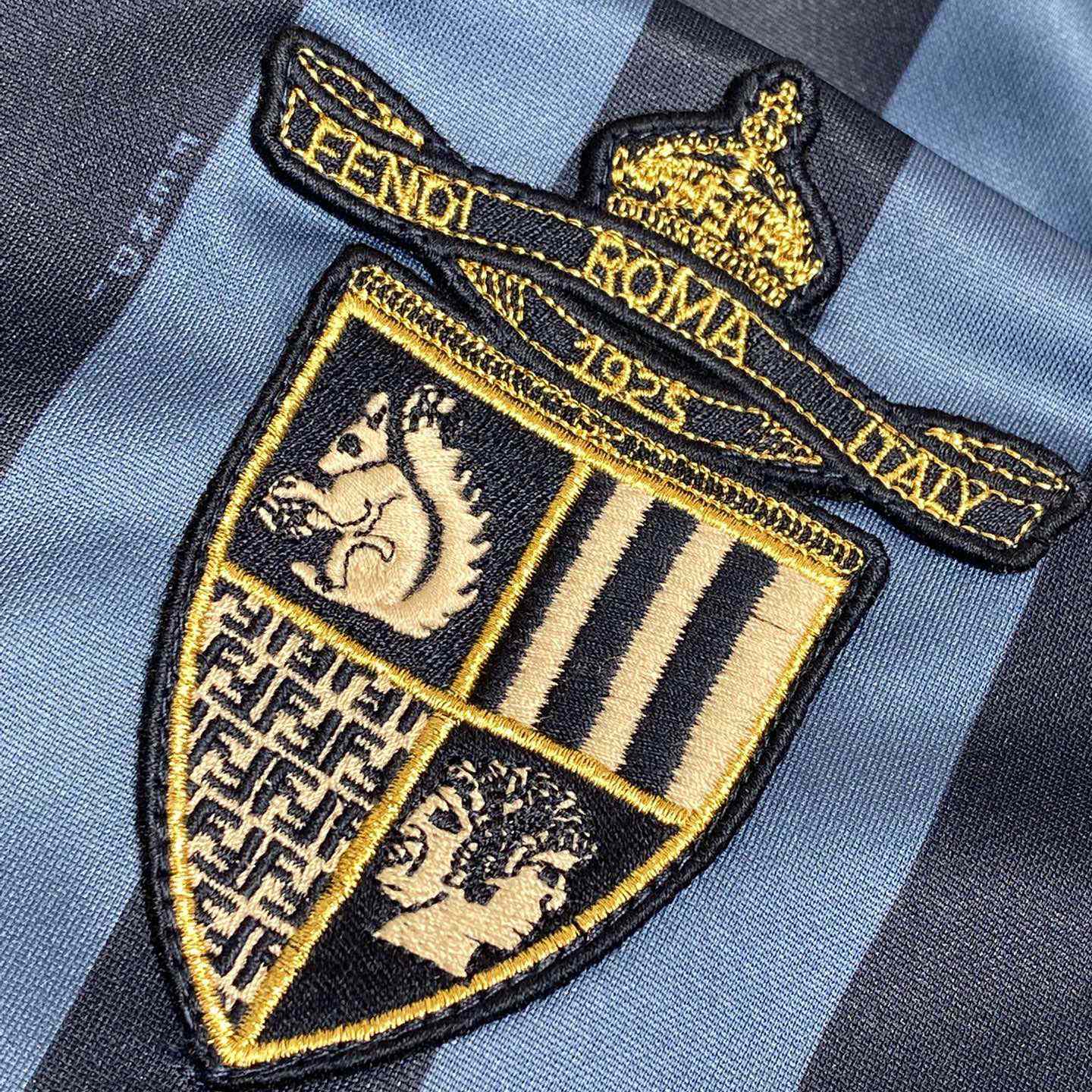 Fendi Blue Pequin Fabric T-shirt - EUR FASHION