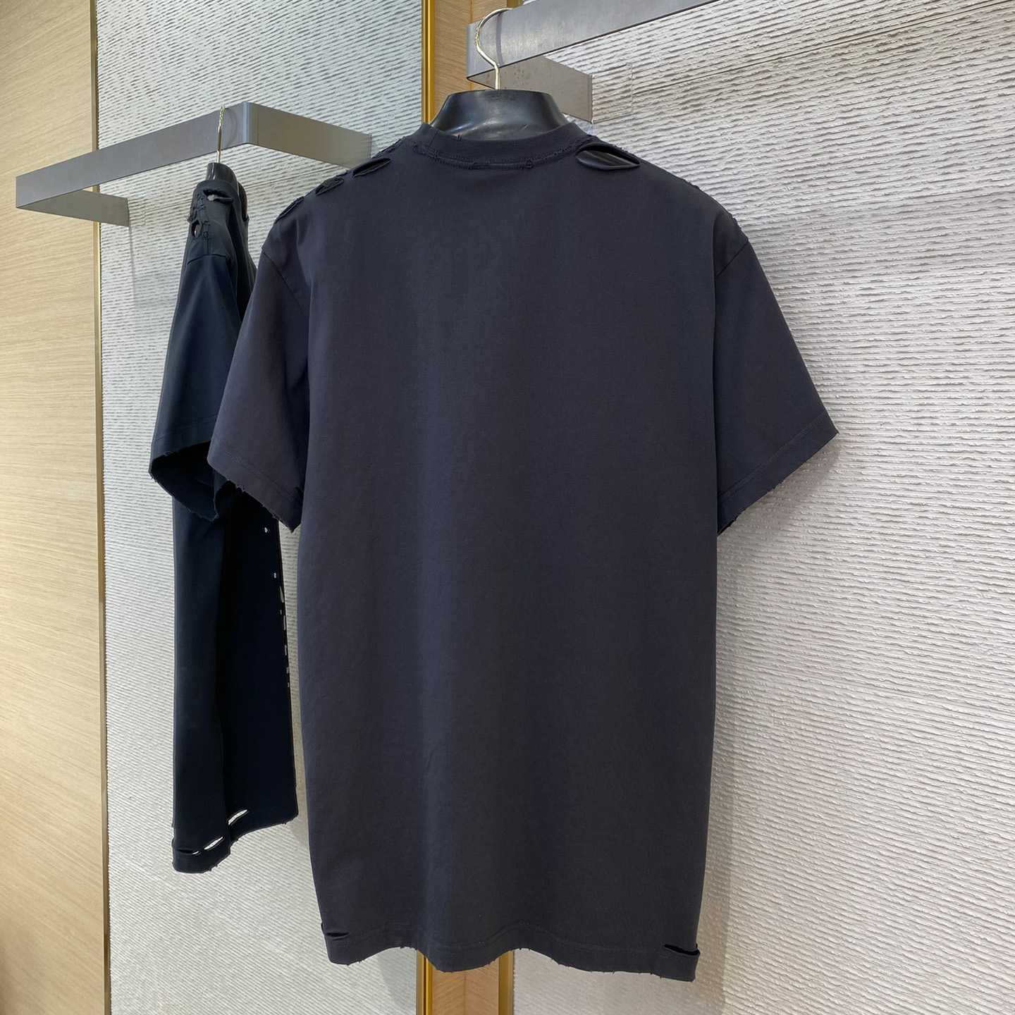 Balenciaga Eye Chart Distressed Oversize Cotton T-shirt - EUR FASHION