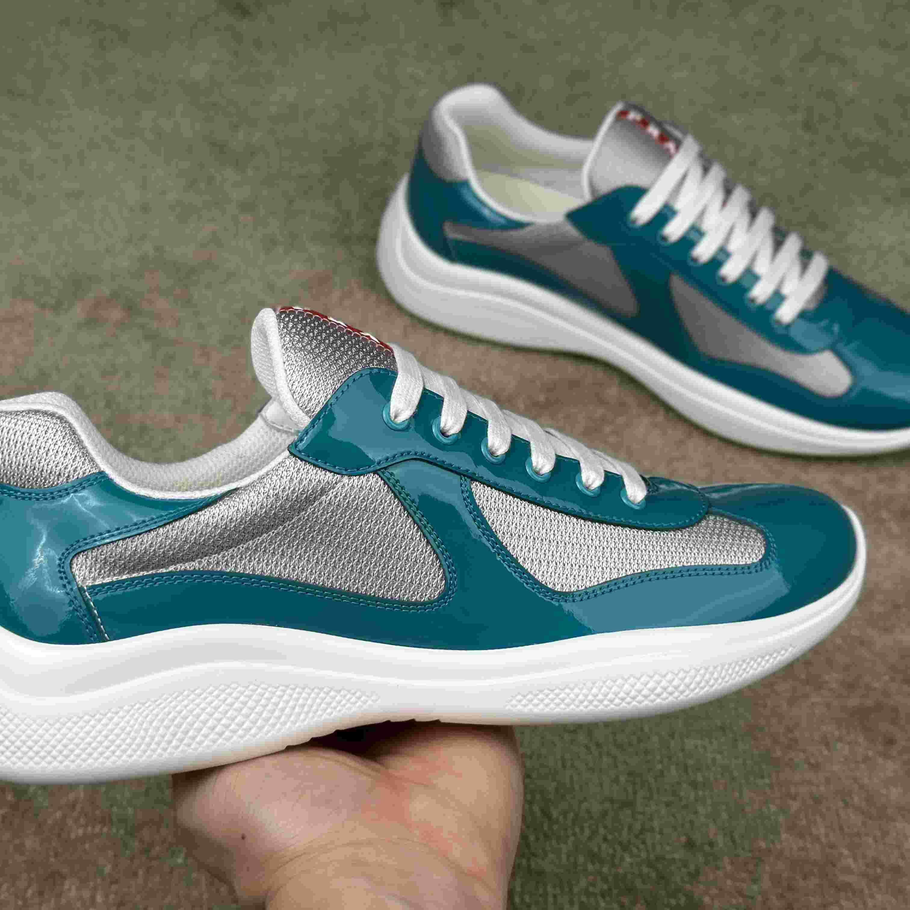 Prada America's Cup Patent Leather And Bike Fabric Sneakers - EUR FASHION