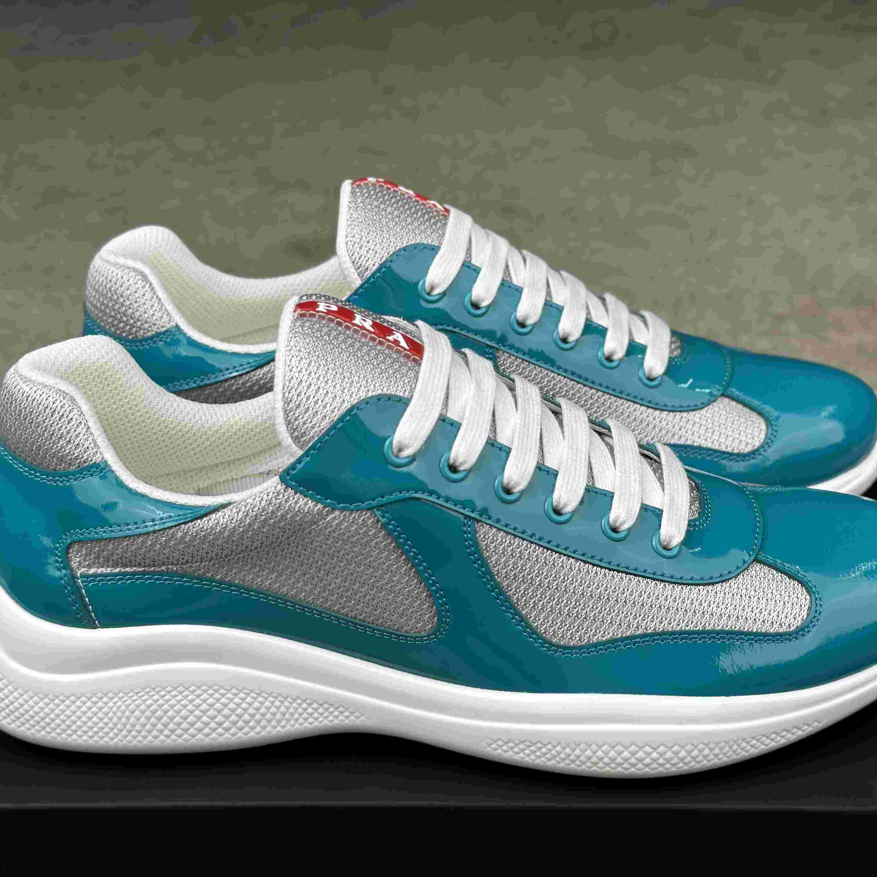 Prada America's Cup Patent Leather And Bike Fabric Sneakers - EUR FASHION