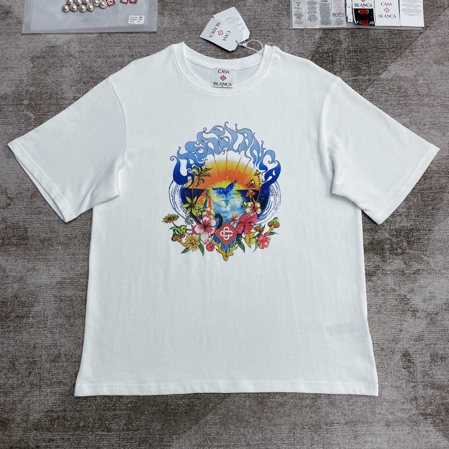 Casablanca Surf Trip Printed Tee - White  C996 - EUR FASHION