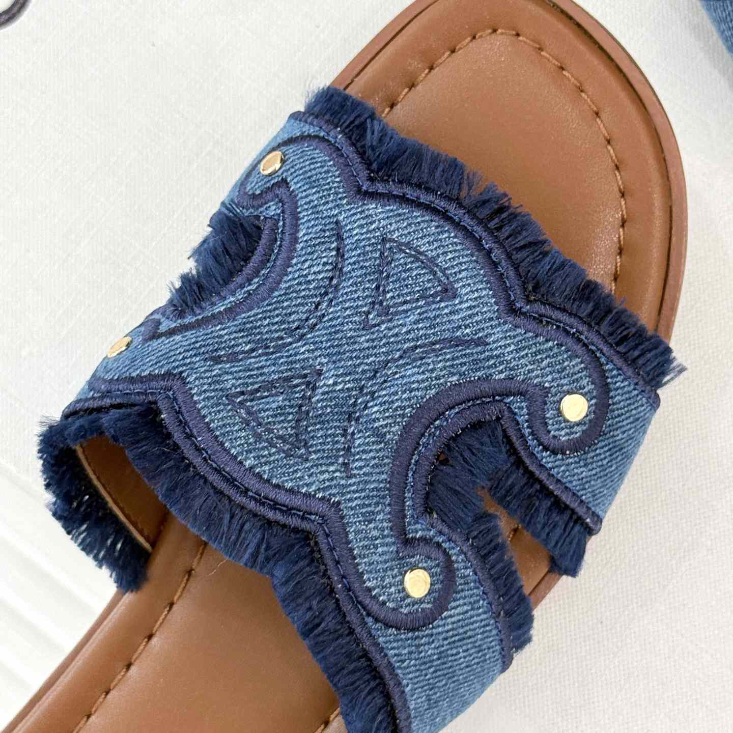 Celine Marina Fringed Mule In Denim  - EUR FASHION