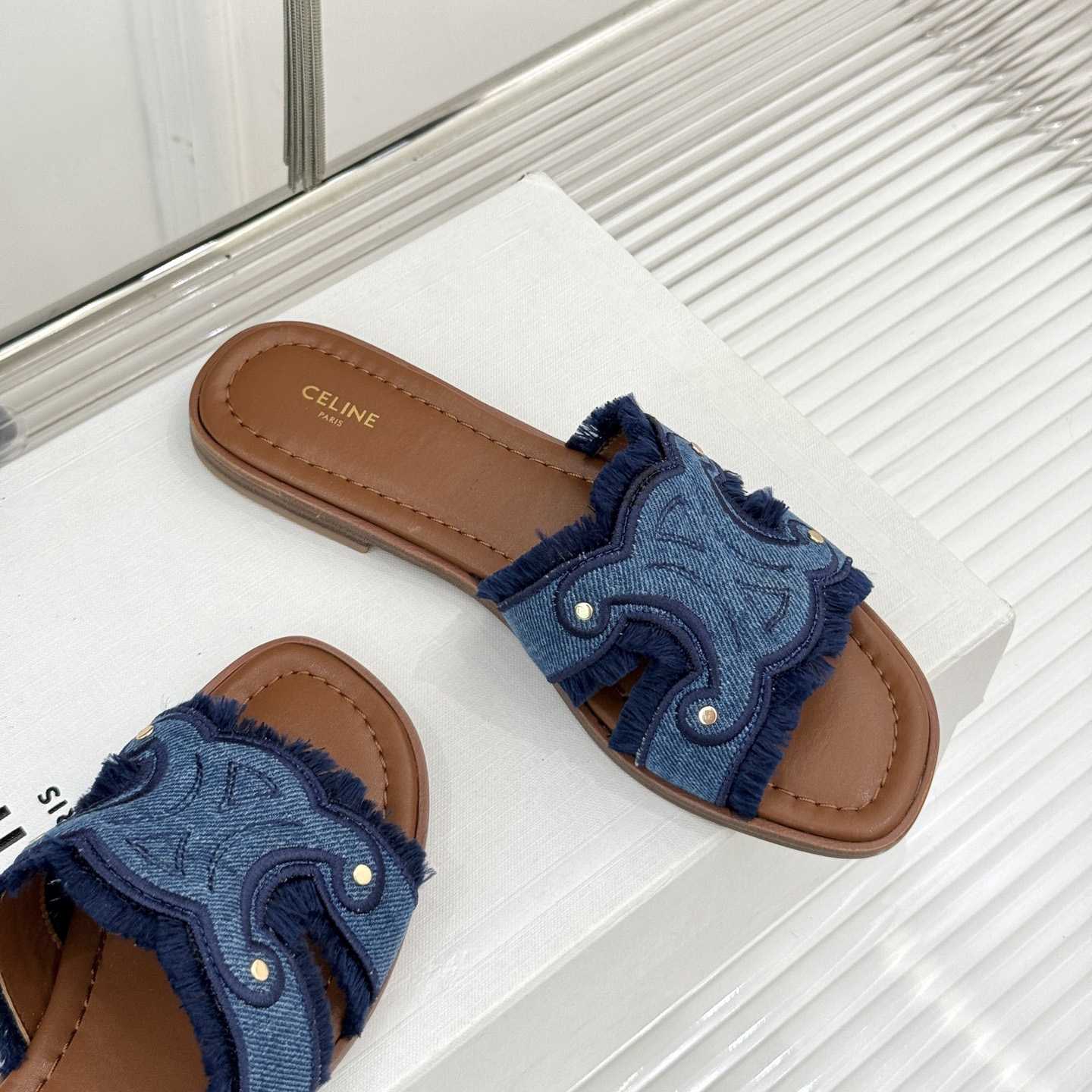 Celine Marina Fringed Mule In Denim  - EUR FASHION