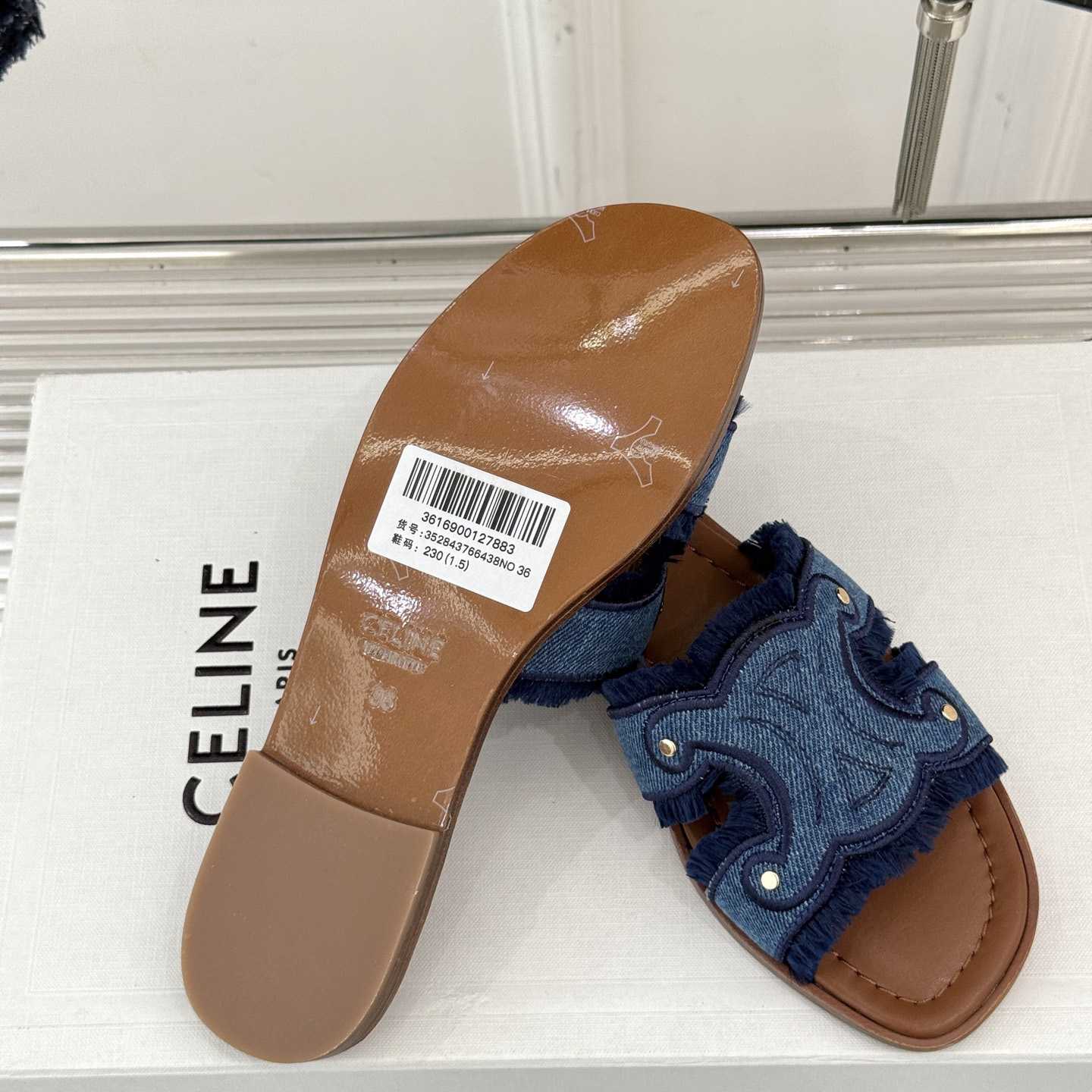 Celine Marina Fringed Mule In Denim  - EUR FASHION