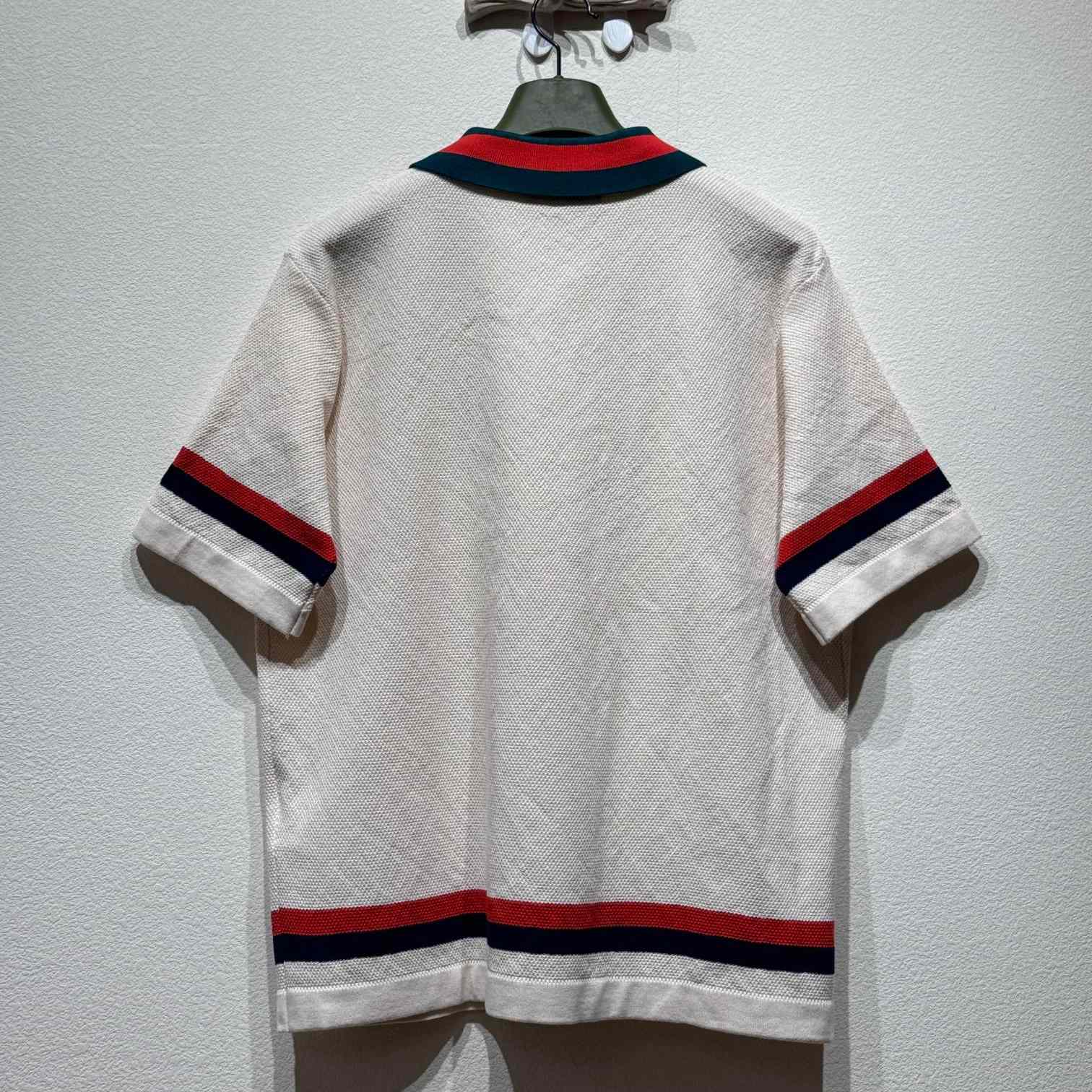 Gucci Knit Cotton Polo Shirt With Web - EUR FASHION