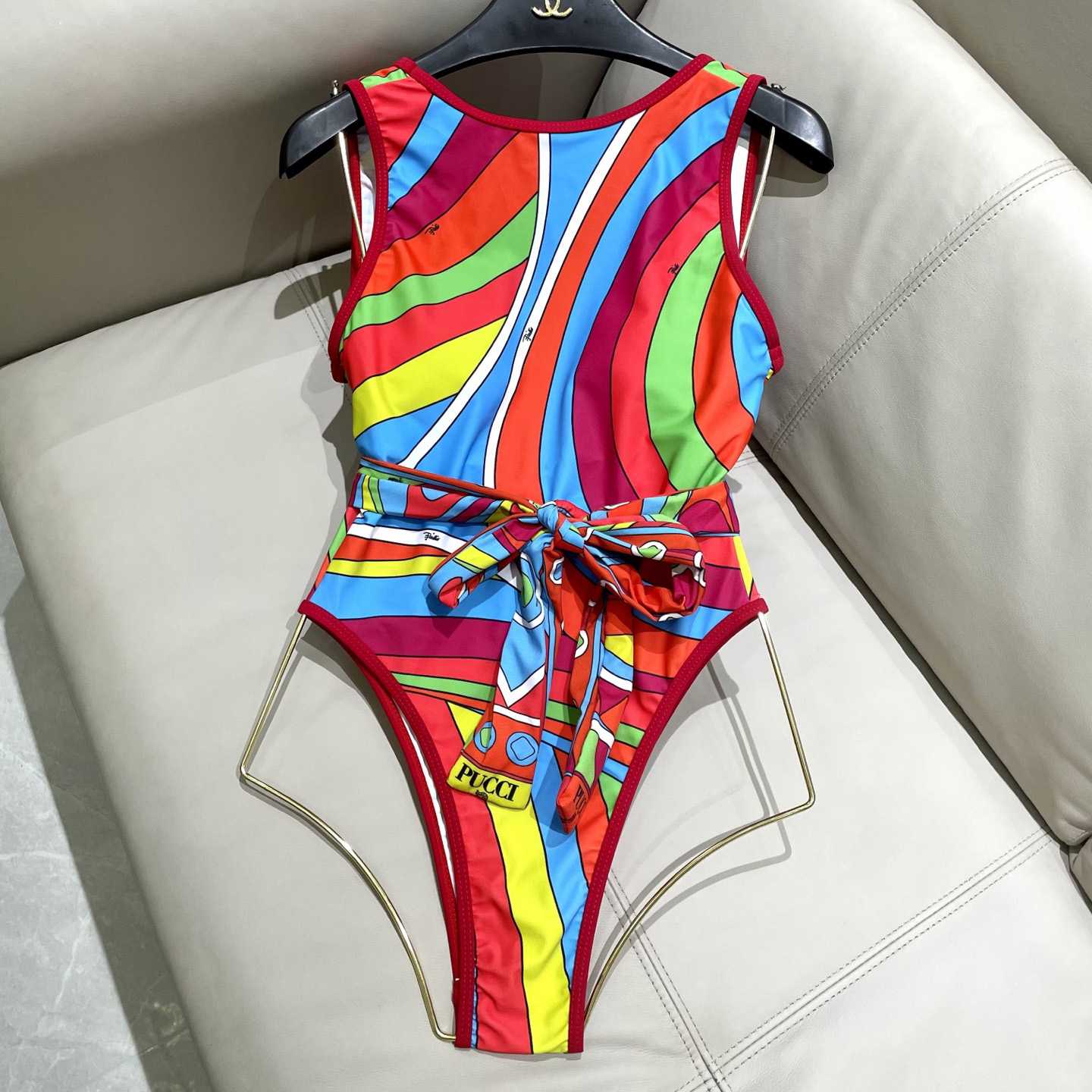 Pucci One-shoulder Embellished Printed Swimsuit  - EUR FASHION