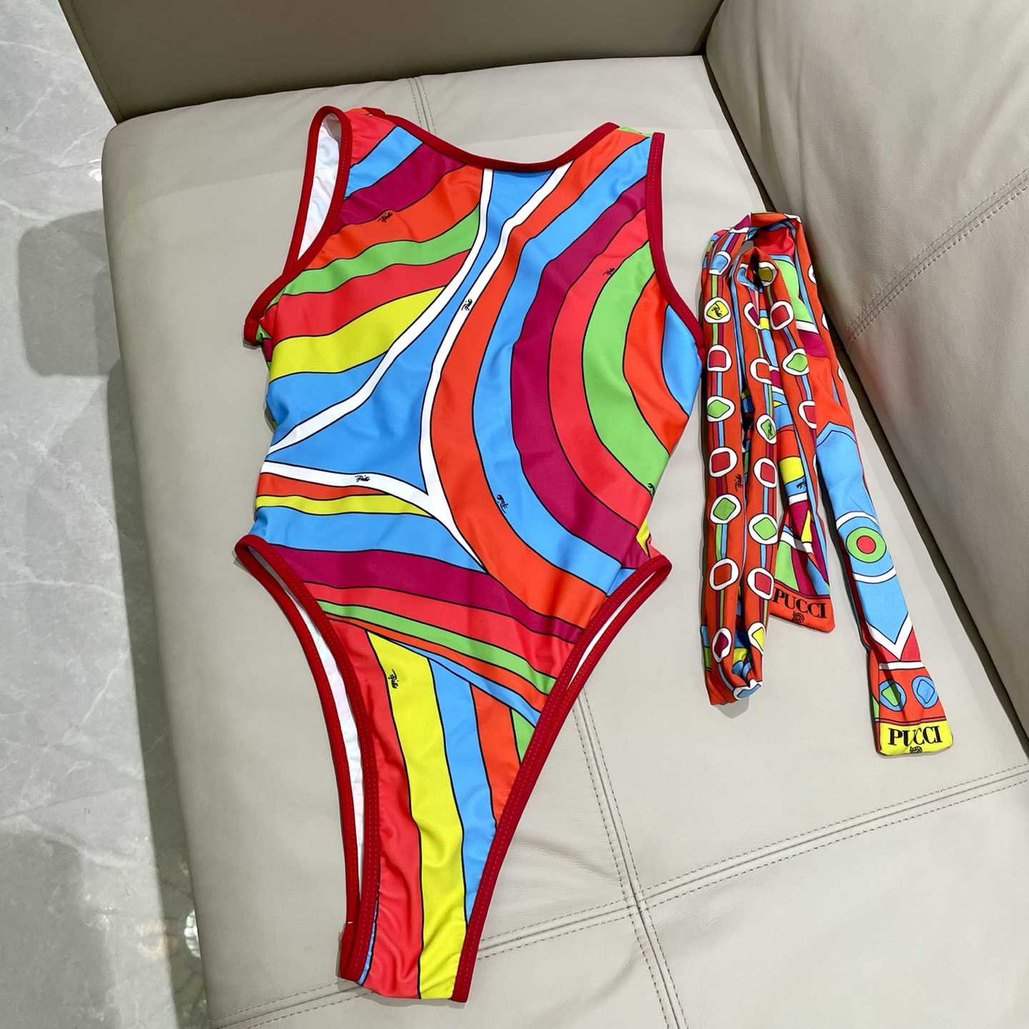 Pucci One-shoulder Embellished Printed Swimsuit  - EUR FASHION
