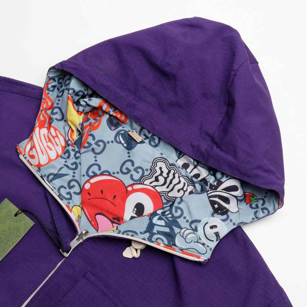 Gucci Reversible Cotton Ripstop Jacket In Purple - EUR FASHION