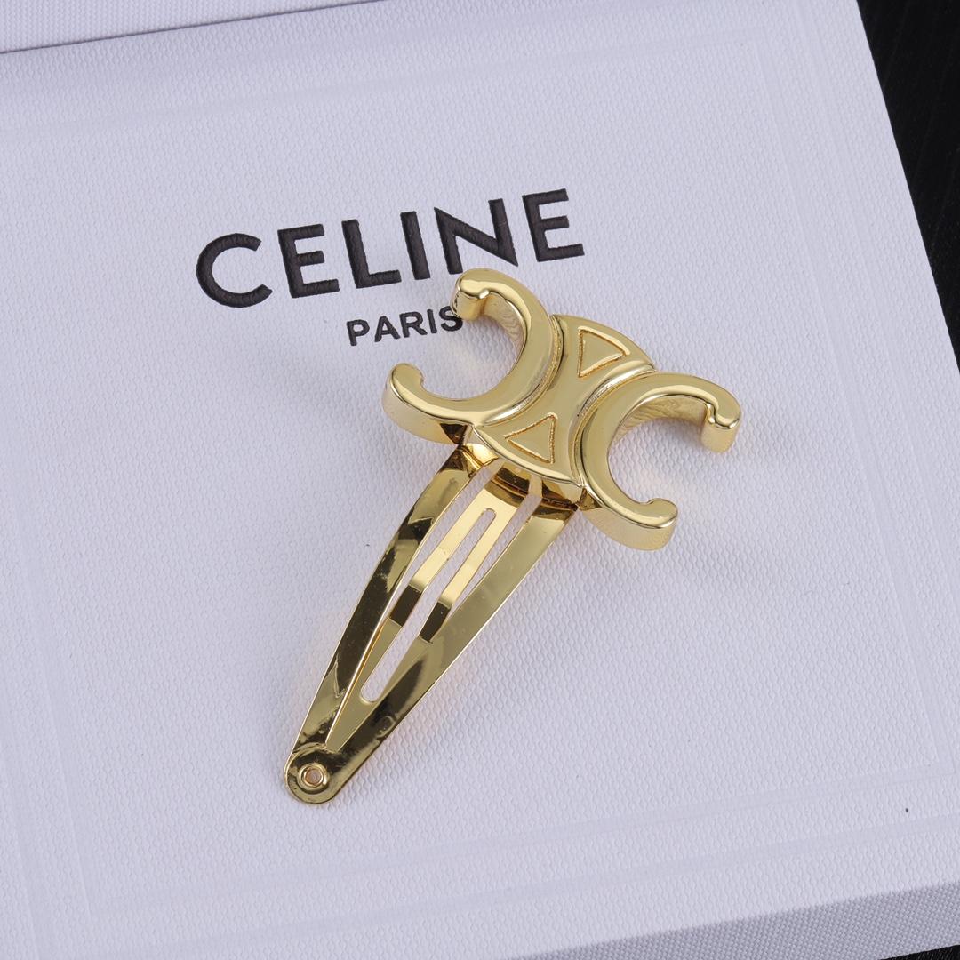 Celine Hair Clips In Brass With Gold Finish And Steel - EUR FASHION