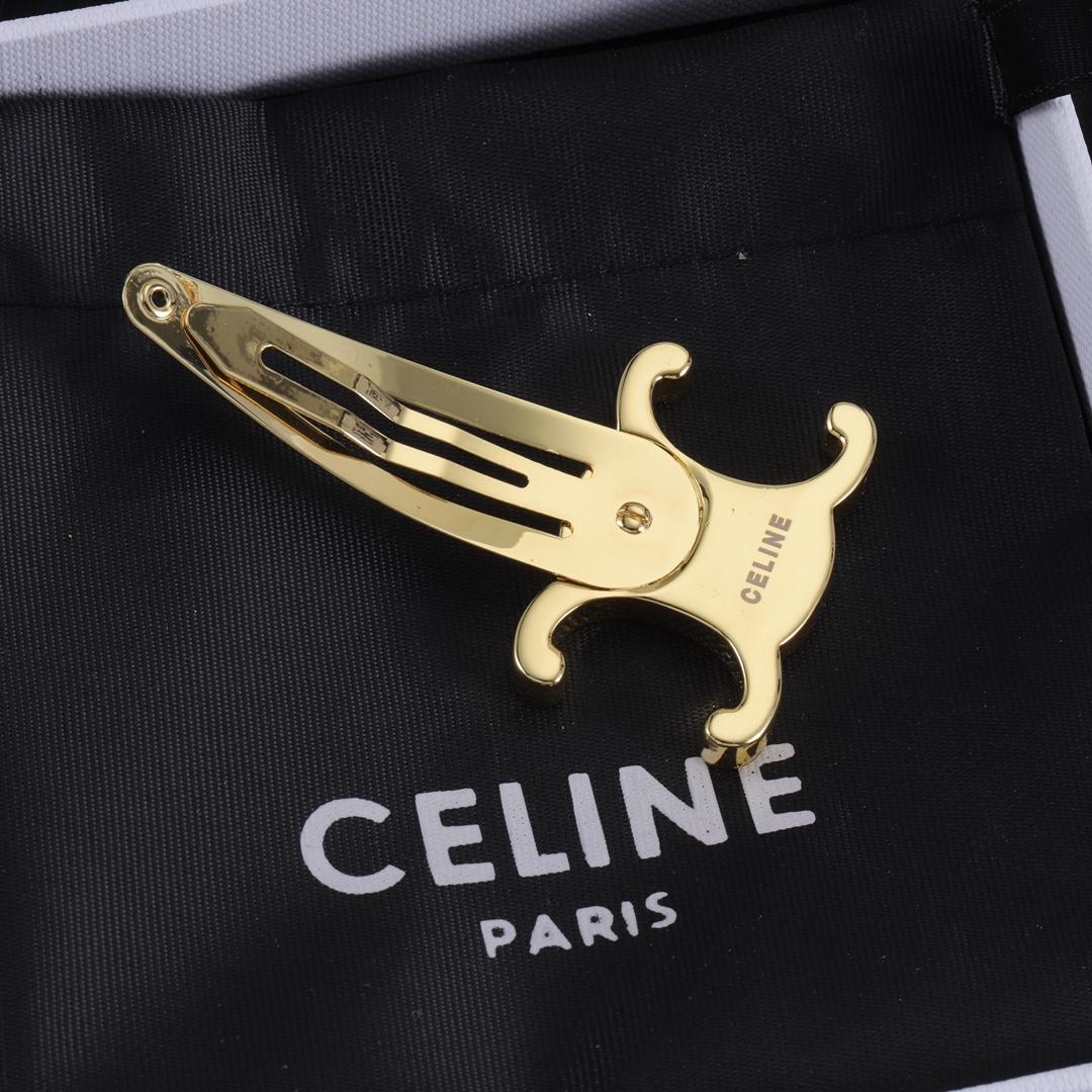 Celine Hair Clips In Brass With Gold Finish And Steel - EUR FASHION