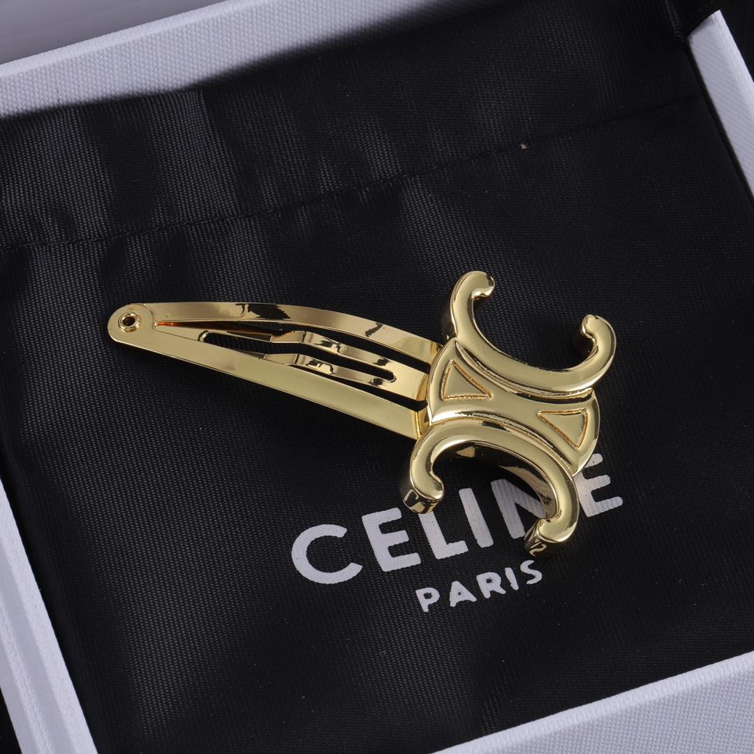 Celine Hair Clips In Brass With Gold Finish And Steel - EUR FASHION