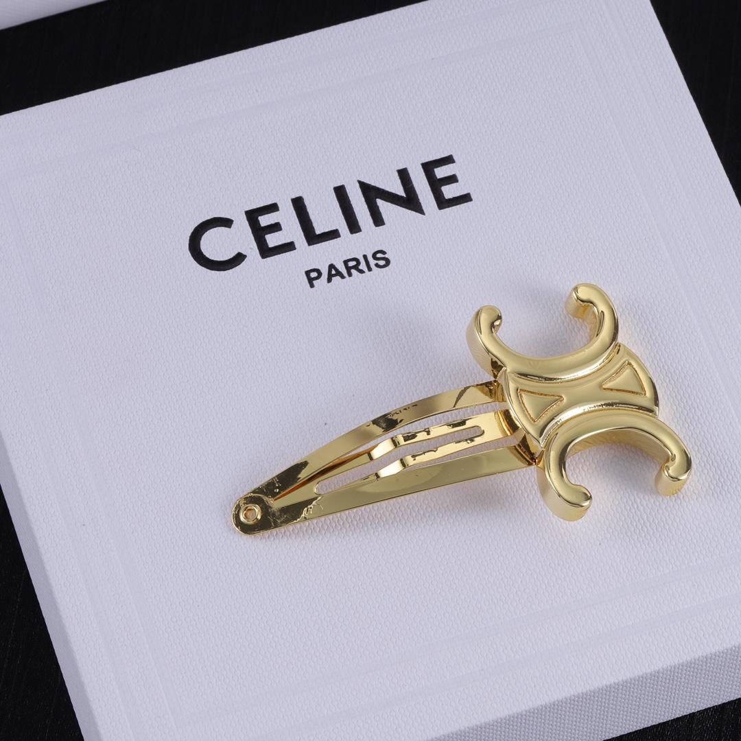 Celine Hair Clips In Brass With Gold Finish And Steel - EUR FASHION