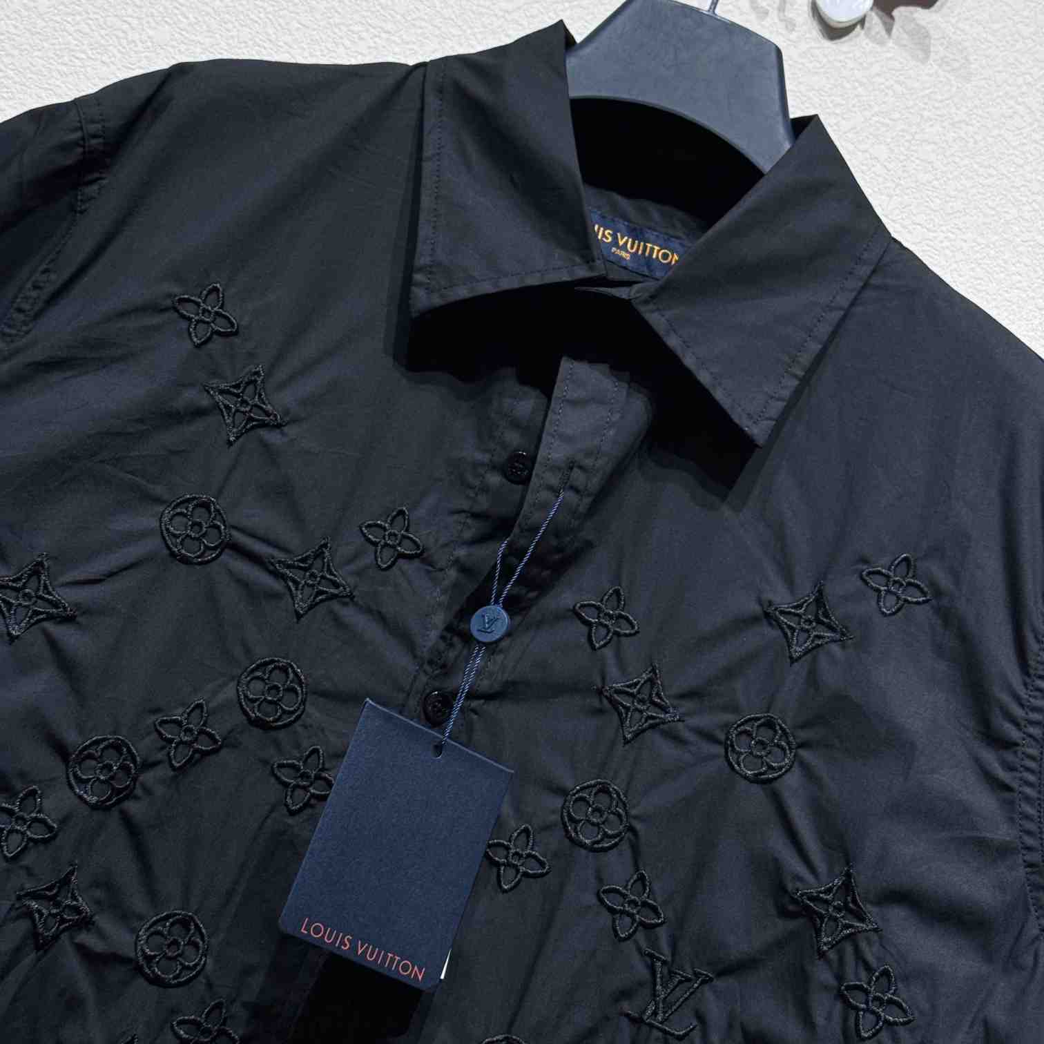 Louis Vuitton Monogram Flowers Embroidered Short-Sleeved Shirt   - EUR FASHION