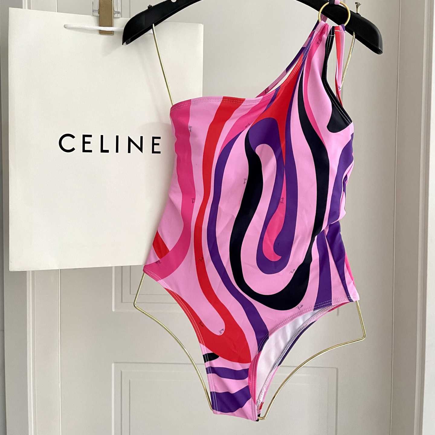 Pucci One-shoulder Embellished Printed Swimsuit  - EUR FASHION