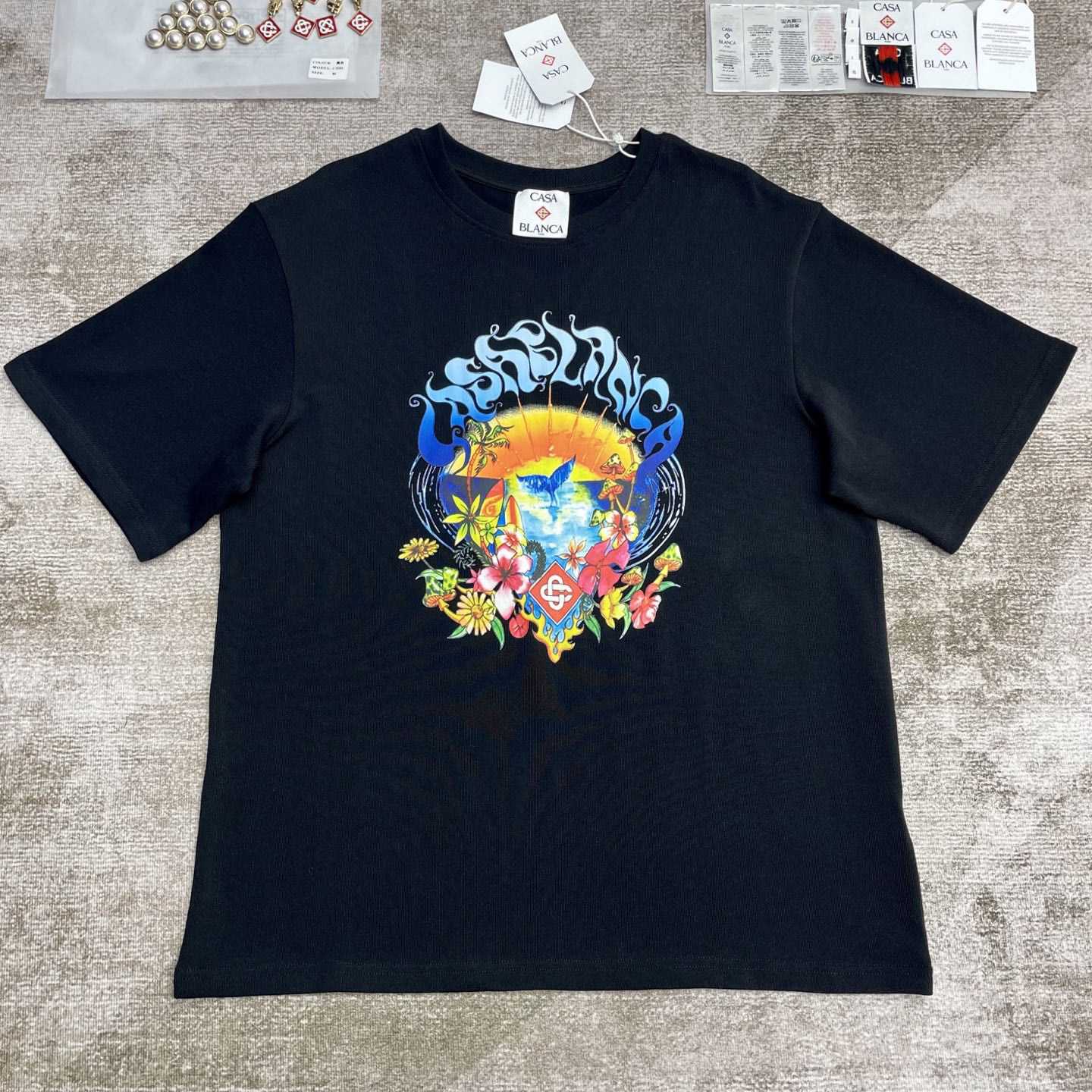 Casablanca Surf Trip Printed Tee - Black  C995 - EUR FASHION